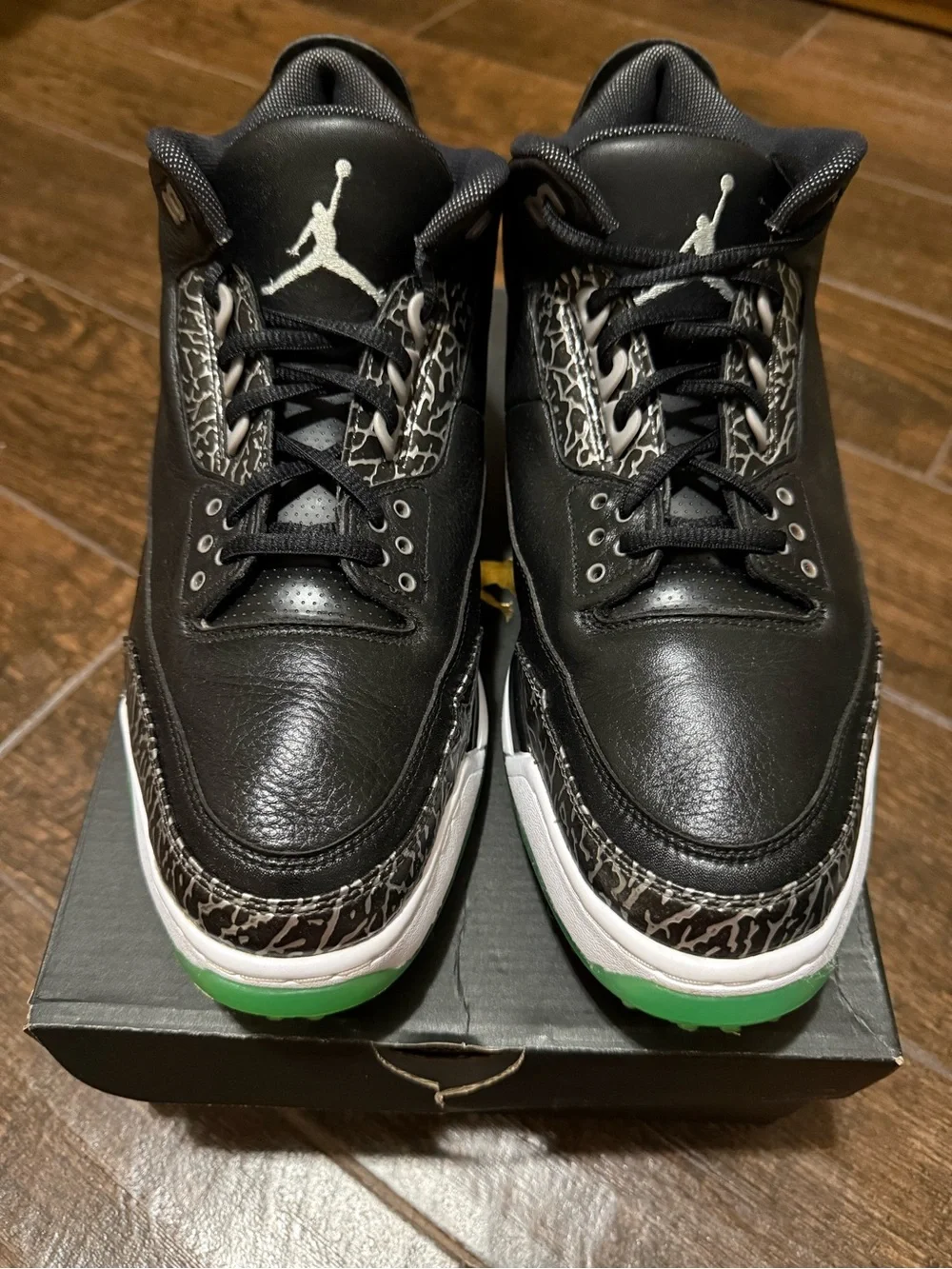 Nike Air Jordan Retro 3 G “Green Glow’s”, men’s size 12 golf shoes.